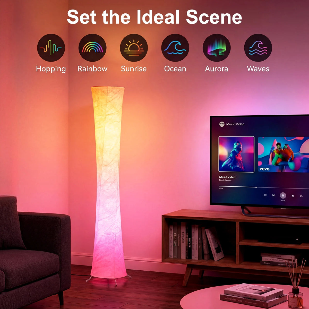 RGB floor lamp for gaming room decor